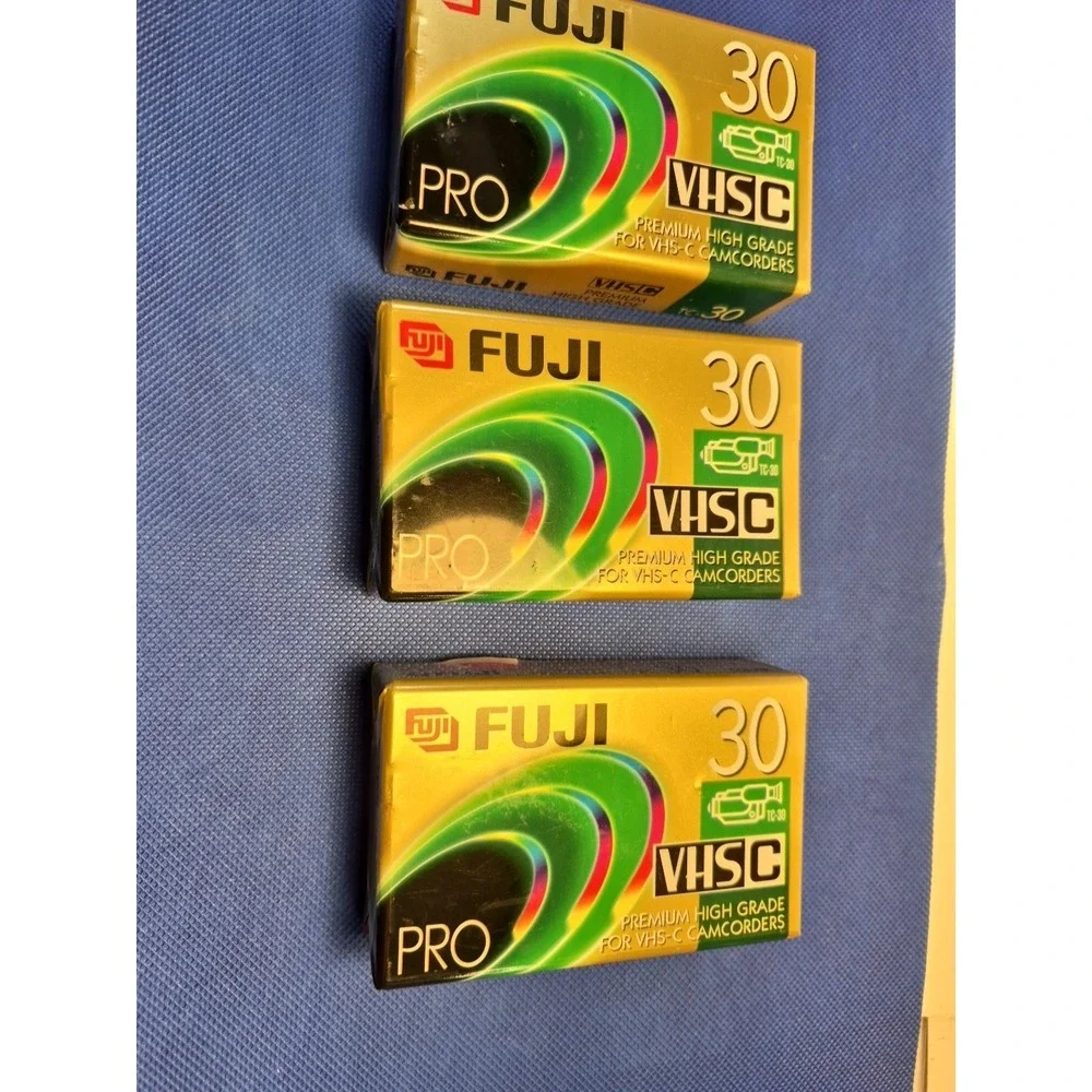 Fujifilm VHS-C TC-30 (Lot of 3) Pro Camcorder Video Cassette, Premium High Grade
